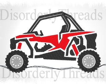 FLAT Side by Side ATV Embroidery Design    Pes Dst Exp Hus Jef Vip Xxx VP3 Formats  Machine Embroidery File