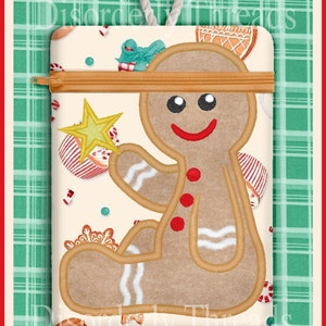 Gingerbread Man Zippered Bag!  6x8.5&quot; Pes Dst Exp Hus Jef Vip Xxx VP3 ormats ITH In The Hoop Zippered Bag Machine Embroidery File