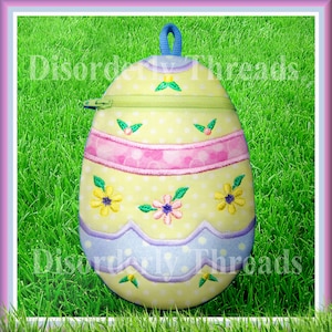 Easter Egg Zippered Bag!   5x7&quot; Pes Dst Exp Hus Jef Vip Xxx Formats ITH In The Hoop Zippered Bag Machine Embroidery File