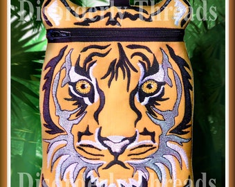 Tiger Zippered Bag!  6x8.5" xxx vip pes jef hus exp dst sew Formats** ITH In The Hoop Zippered Bag Machine Embroidery File