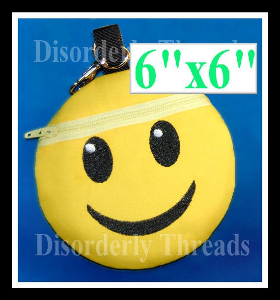 Smiley Emoji Zippered Bag 6x6 xxx Vip Pes Jef Hus Exp Dst Formats ITH in the Hoop Zippered Bag Machine Embroidery File Etsy Ireland