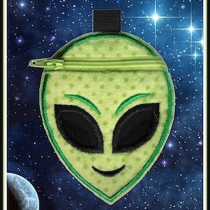 Alien ET Zippered Bag!  4x4&quot; Pes Dst Exp Hus Jef Vip Xxx Formats ITH In The Hoop Zippered Bag Machine Embroidery File
