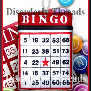 6x8.5&quot; BINGO Zippered Bag *xxx vip pes jef hus exp dst VP3 Formats* 6x8.5&quot; ITH In The Hoop Zippered Bag Machine Embroidery File