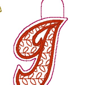 70s style Letter I Keychain 3.5-4&quot; tall Initials Monograms Embroidery Design Pes Dst Exp Hus Jef Vip Vp3 Xxx Formats Machine Embroidery File