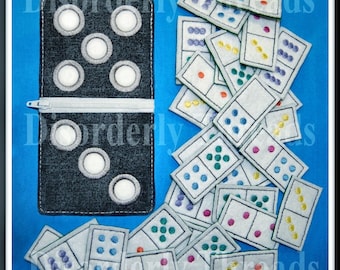 Dominoes GAME and Zippered BAG!   5x8.5" Pes Dst Exp Hus Jef Vip Xxx Formats ITH In The Hoop Zippered Bag Machine Embroidery File