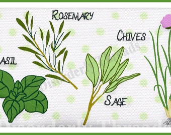 FLAT 6x10" Herbs Embroidery Design    Pes Dst Exp Hus Jef Vip Xxx Vp3 Formats  Machine Embroidery File