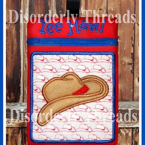 Yee Haw Cowboy Hat Zippered Bag! 5x7&quot;  **xxx vip  pes jef hus exp dst Formats**  ITH In The Hoop Zippered Bag Machine Embroidery File