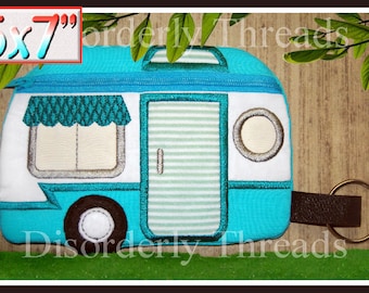 Retro Camper Zippered Bag! 5x7 **xxx vip pes jef hus exp dst Formats** ITH In The Hoop Zippered Bag Machine Embroidery File