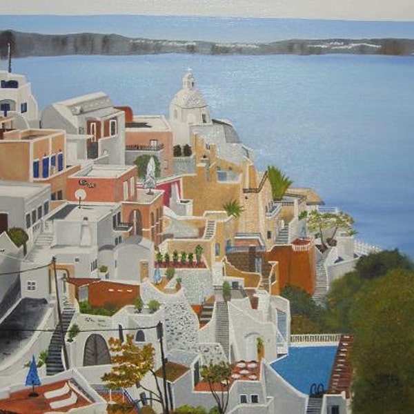 Original oil painting "Island Santorini/ Greece" on canvas