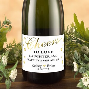 Love Laughter & Happily Ever After Custom Bottle Labels for Champagne, Wine, or Mini Liquor Bottles, Wedding Shower (Set of 24)( LW125)