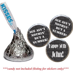 Adult Funny Party Favors Age Aint Nothing Custom Over the Hill 50th Birthday Candy Kiss Stickers, Table Decorations Set of 108KB13 image 4