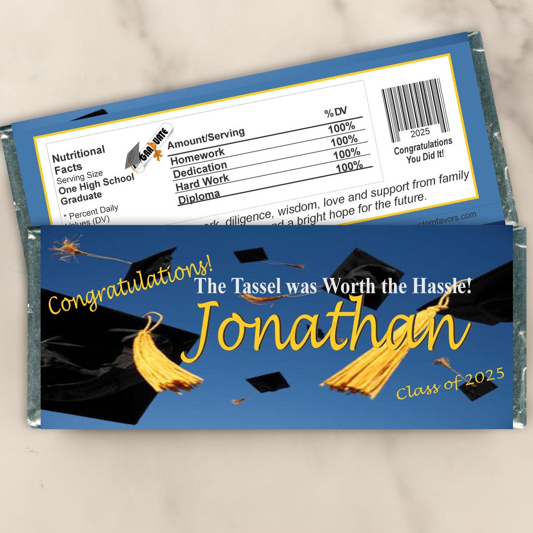 Personalized Graduation Candy Bar Wrappers - Custom High School or ...