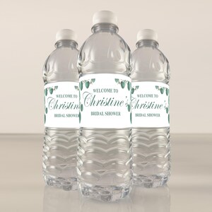 Personalized Eucalyptus Bridal Shower Water Bottle Labels - Custom Waterproof Party Favor for Table Decorations and Gifts (Set of 24)(YW201)