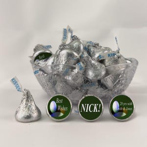 Personalized Golf Retirement Party Favors for Chocolate Candy Kisses and Mint Candies - Custom Gift for Golfer Stickers (Set of 108)(KT03)