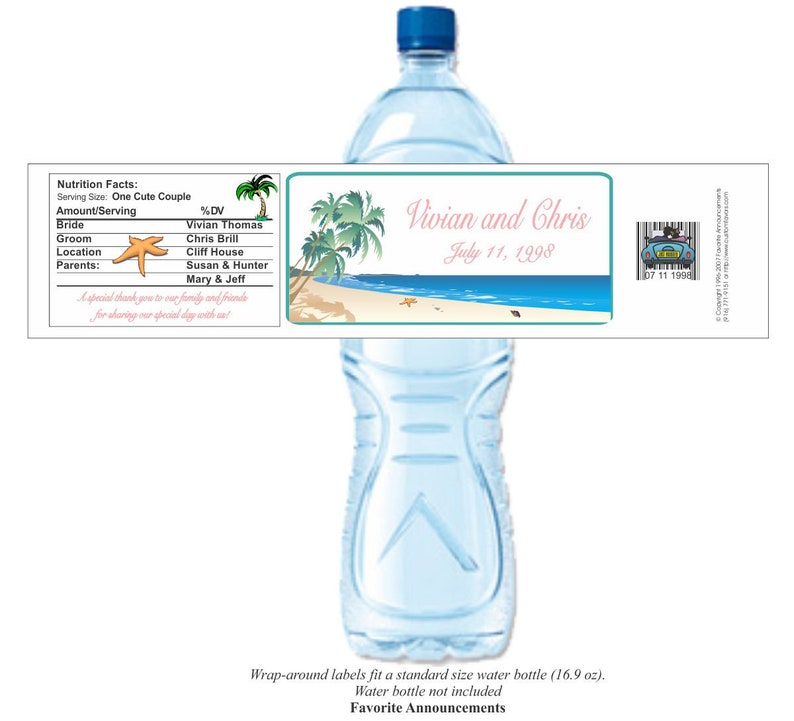 Beach Decor Custom Wedding Favors Water Bottle Labels Etsy