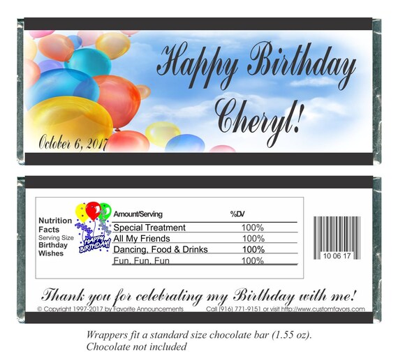 Birthday Candy Wrappers Birthday Decorations Adult Party Etsy