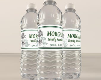 Personalized Family Reunion Water Bottle Labels for Party Favors - Custom Waterproof Stickers for Table Decorations (Set of 24)(YP01)