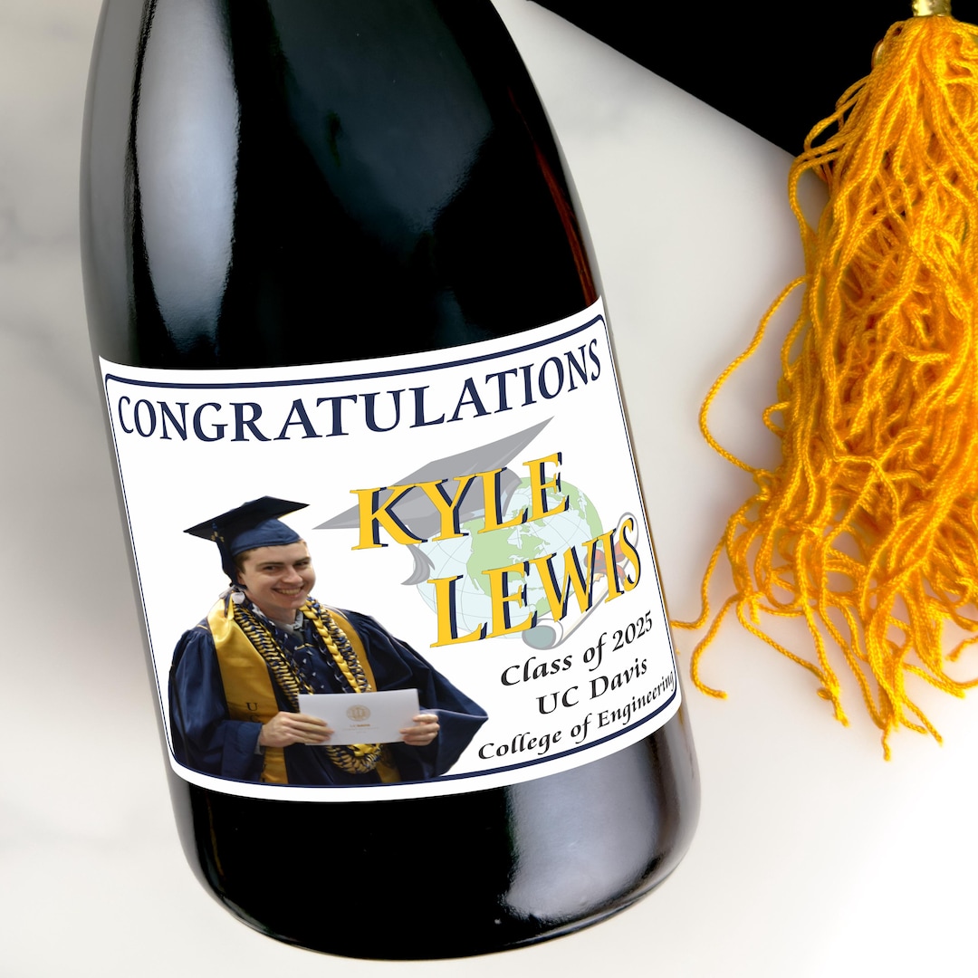 Graduation Themed Labels Class of 2026 Graduation Party Labels With Graduates Photo for College ...