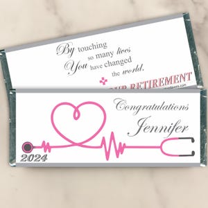 Personalized Nurse Retirement Candy Bar Wrappers - Custom Party Favors for Nursing Retirement, Graduation, or Birthday (Set of 12)(WT40)