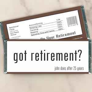Personalized Got Retirement Chocolate Candy Bar Wrapper - Unique Retirement Party Favors for Table Decorations and Gifts (Set of 12)(W628)