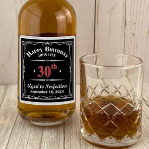 Aged to Perfection - Personalized Whiskey Bottle Label for a Milestone Birthday Favor - Custom Party Favors and Decor (Set of 24)(LB133)