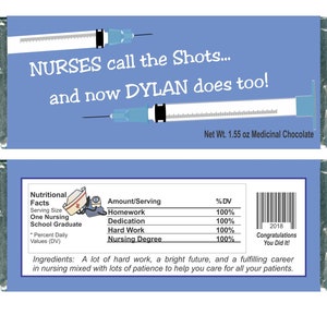 Nurses Call the Shots, Graduation Party Favors for RN, Nursing School, Graduation, Party Favors, Party Ideas, Custom Candy (Set of 12)(W734)