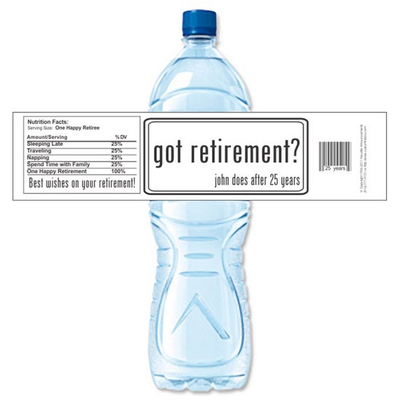 Retirement Labels Water Bottle Labels Custom Labels - Etsy