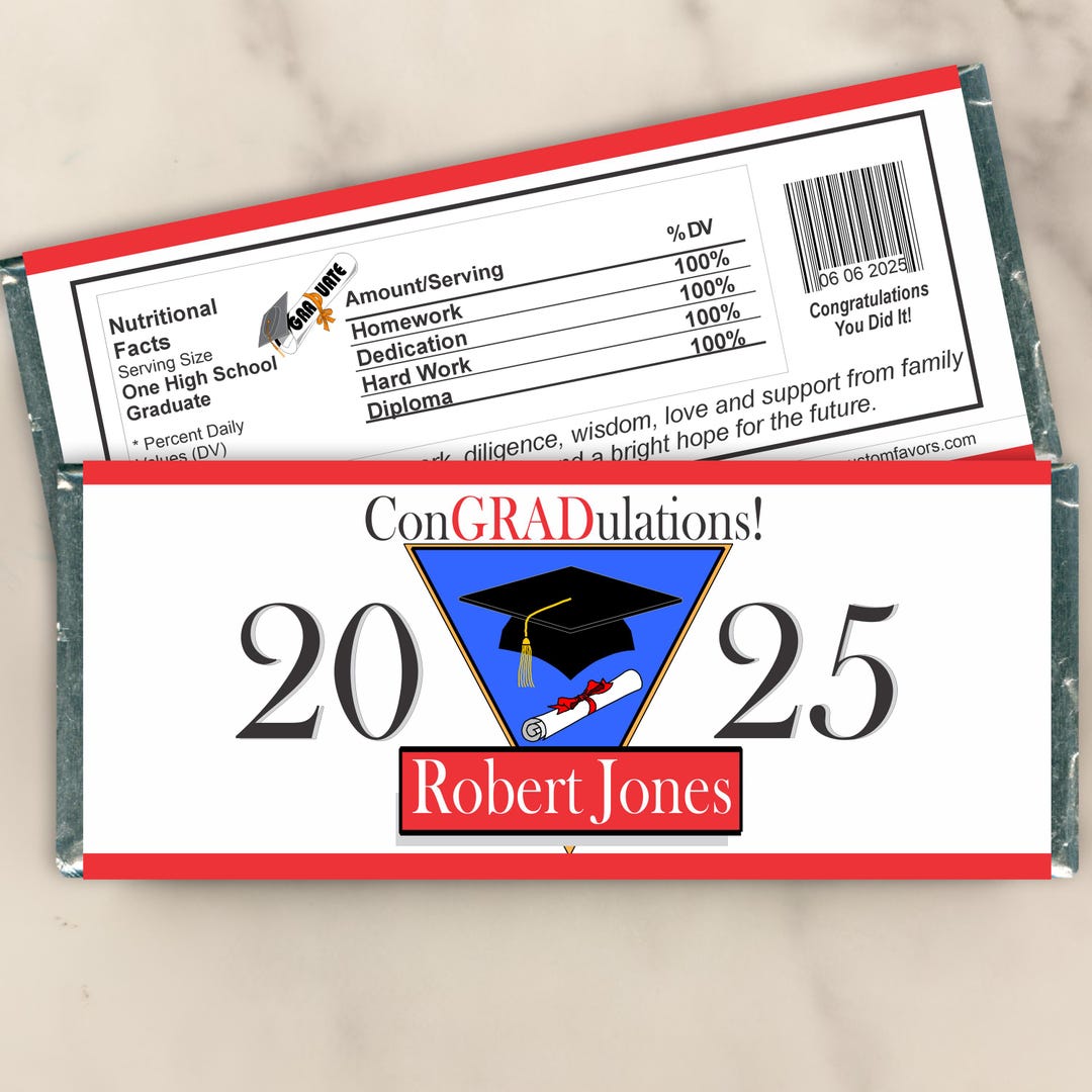 Personalized Graduation Candy Bar Wrappers - Custom High School or ...