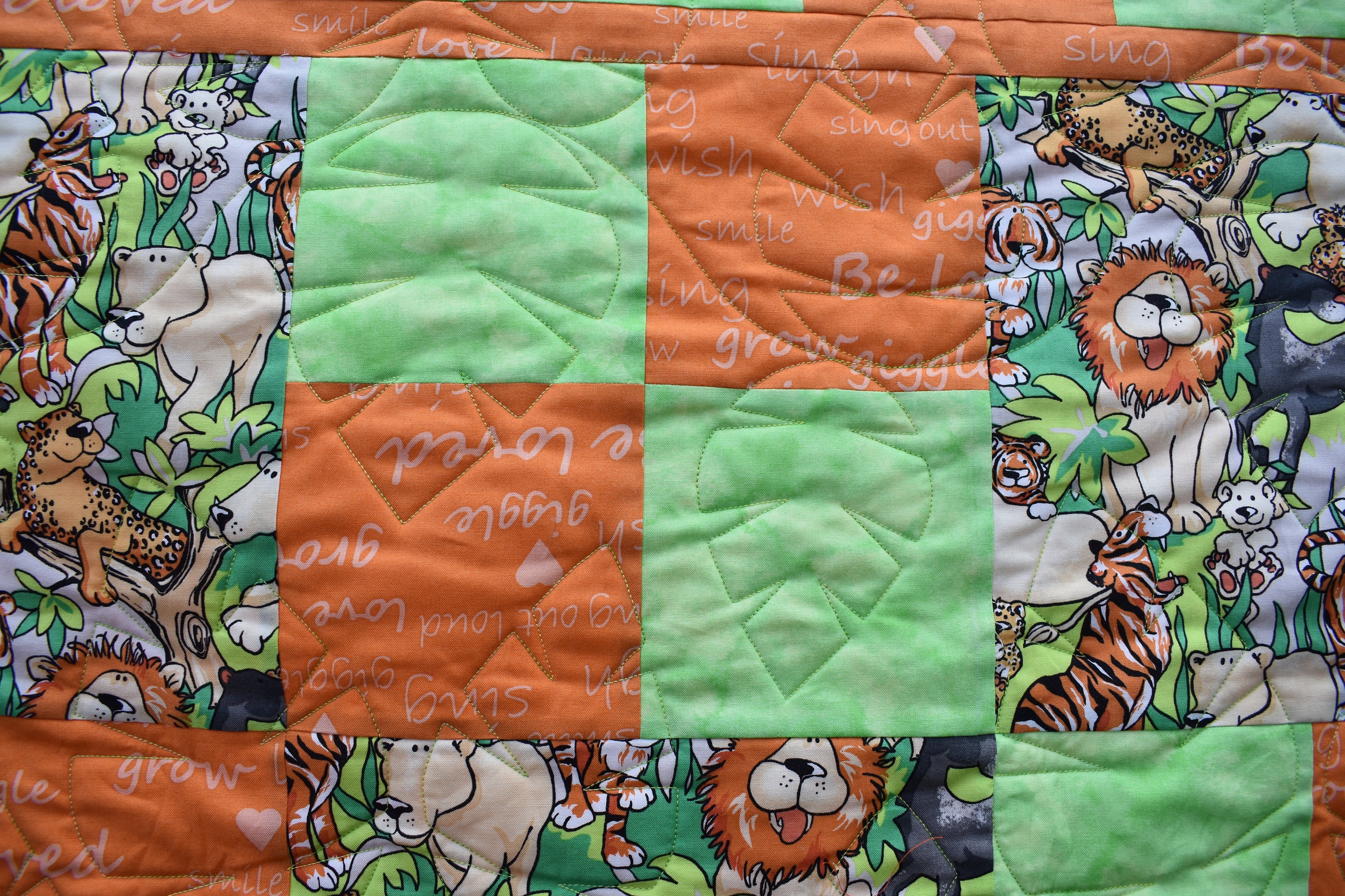 Handmade Green and Orange Animal Print Quilt 100 Cotton Lap Etsy