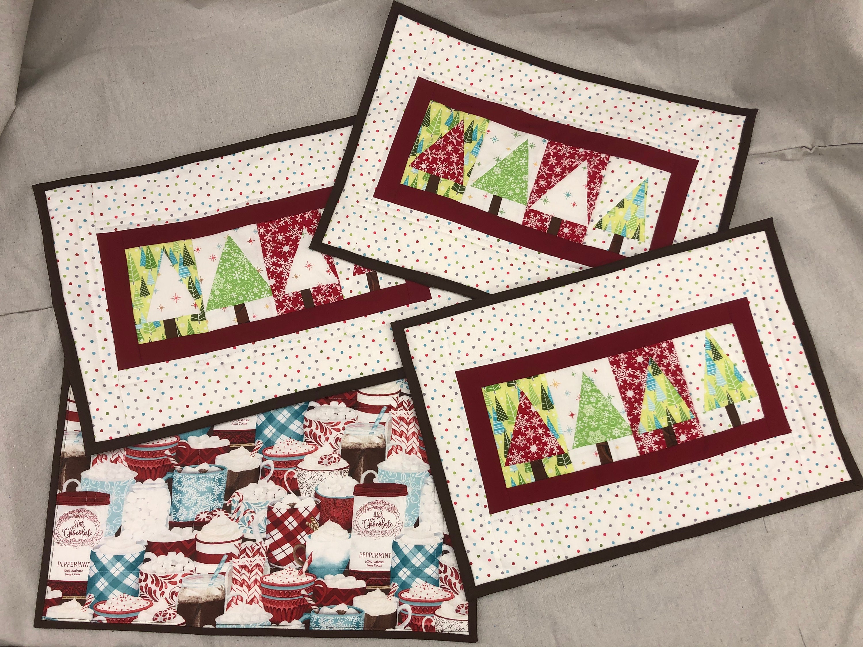 Christmas Tree Placemats Set of 4 Handmade Quilted Christmas Etsy