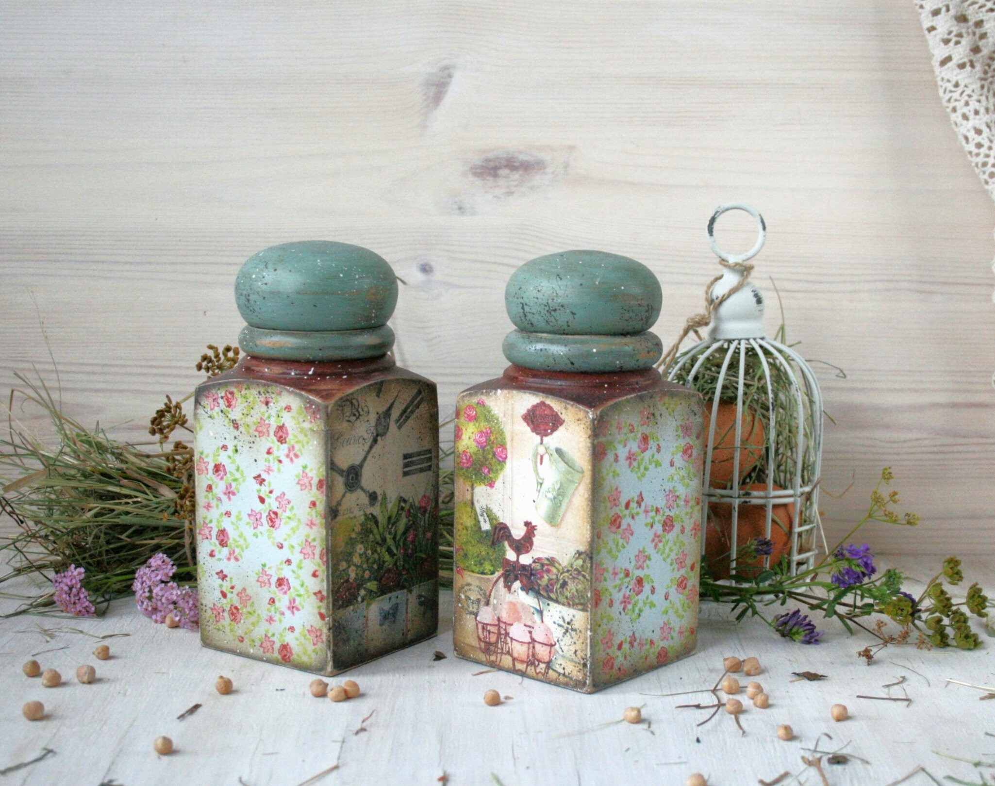 Wooden storage set jars / wooden Canister Set / handmade Etsy