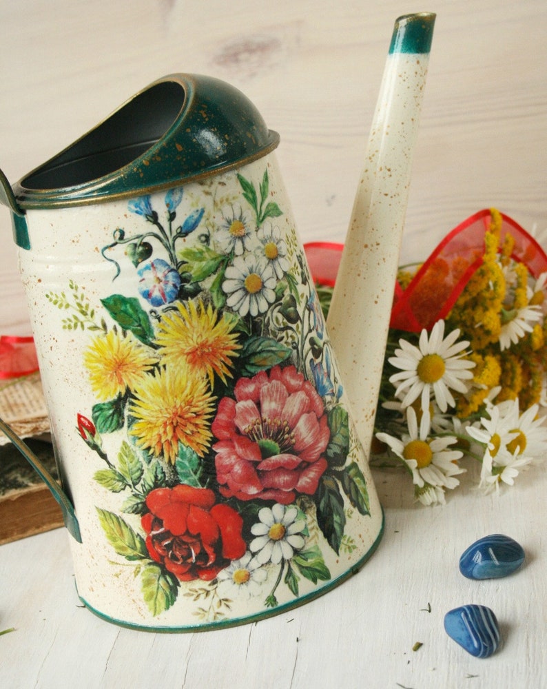 Galvanized watering can Flower watering can Modern vase field Etsy
