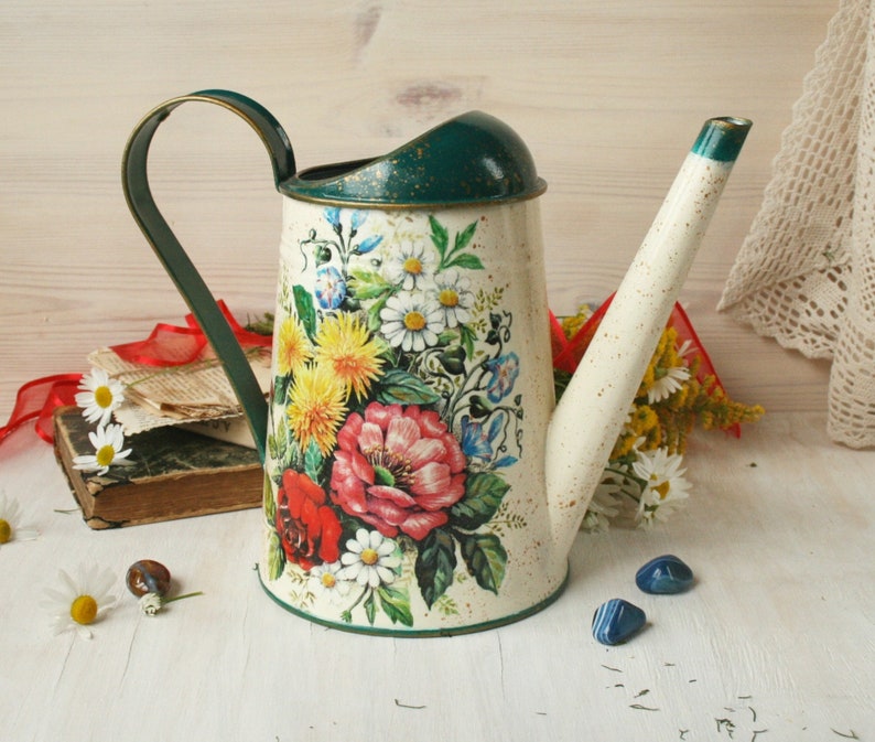 Galvanized watering can Flower watering can Modern vase field Etsy