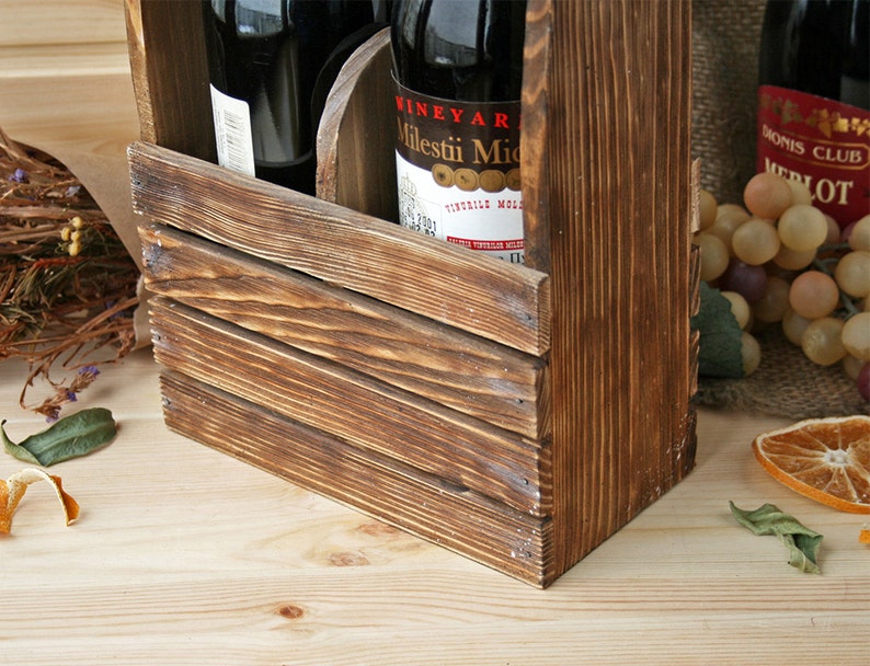 Wine Caddy Wine box Rustic Home Decor Vintage style Gift Etsy