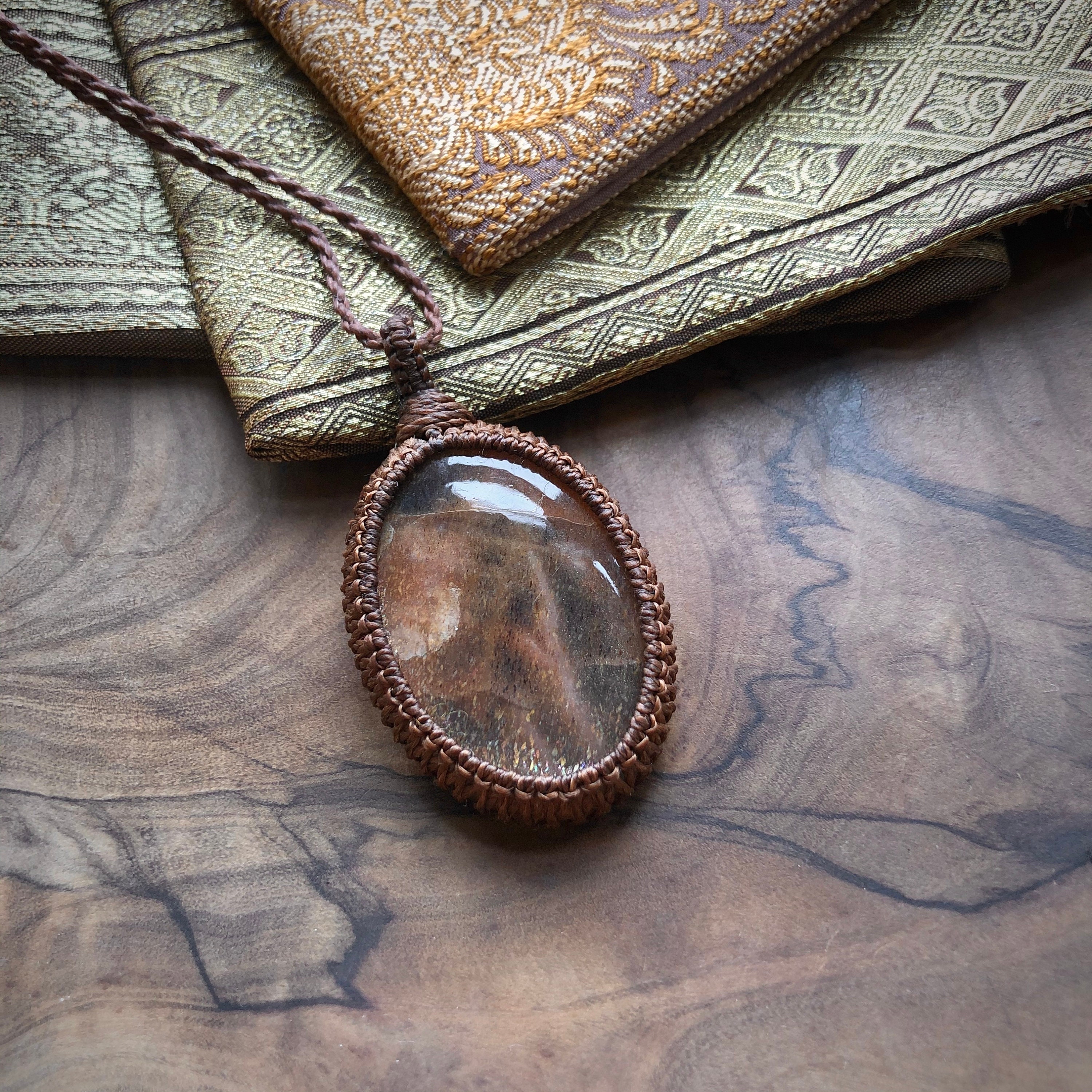 Viking pendant with Sunstone real sunstone black sunstone Etsy