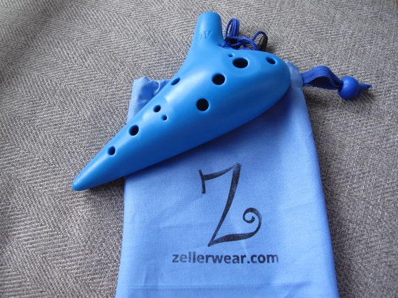 Blue 12 hole Plastic Ocarina Flute Music and Bag
