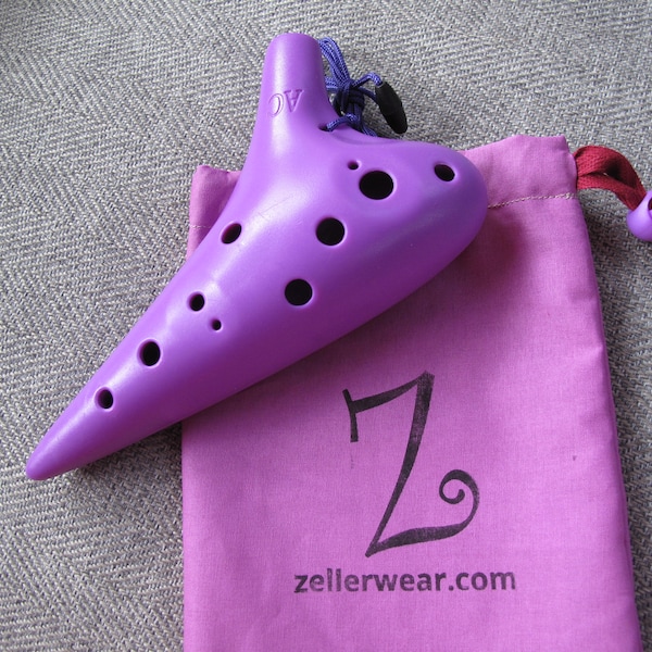 Purple 12 hole Plastic Ocarina Flute Music and Bag