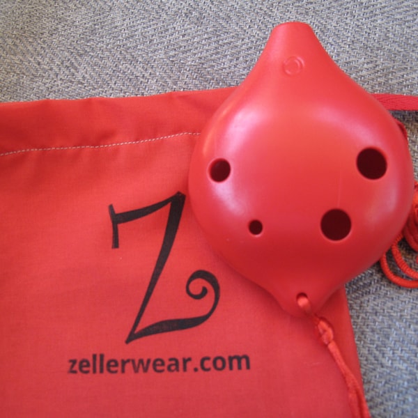 Red 6-hole Ocarina Music and Bag Plastic