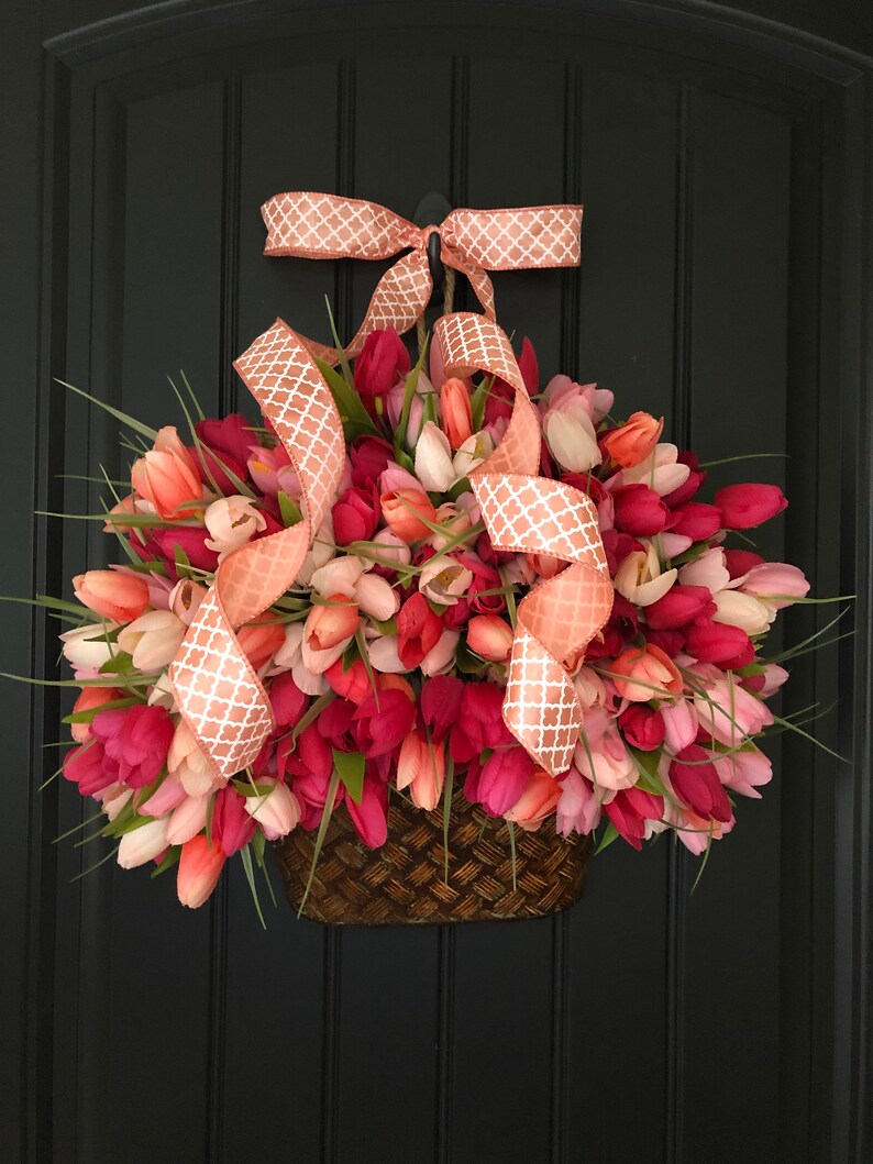 wreaths farmhouse tulip wreath,southern tulip wreath,housewarming gift handmade wreaths gift for her front door wreath Summer wreath