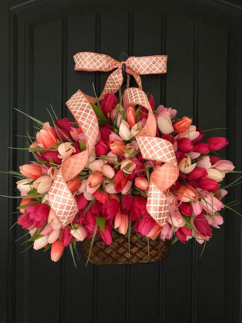 wreaths farmhouse tulip wreath,southern tulip wreath,housewarming gift handmade wreaths gift for her front door wreath Summer wreath