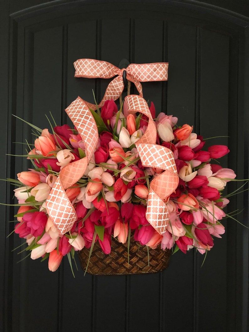 wreaths farmhouse tulip wreath,southern tulip wreath,housewarming gift handmade wreaths gift for her front door wreath Summer wreath