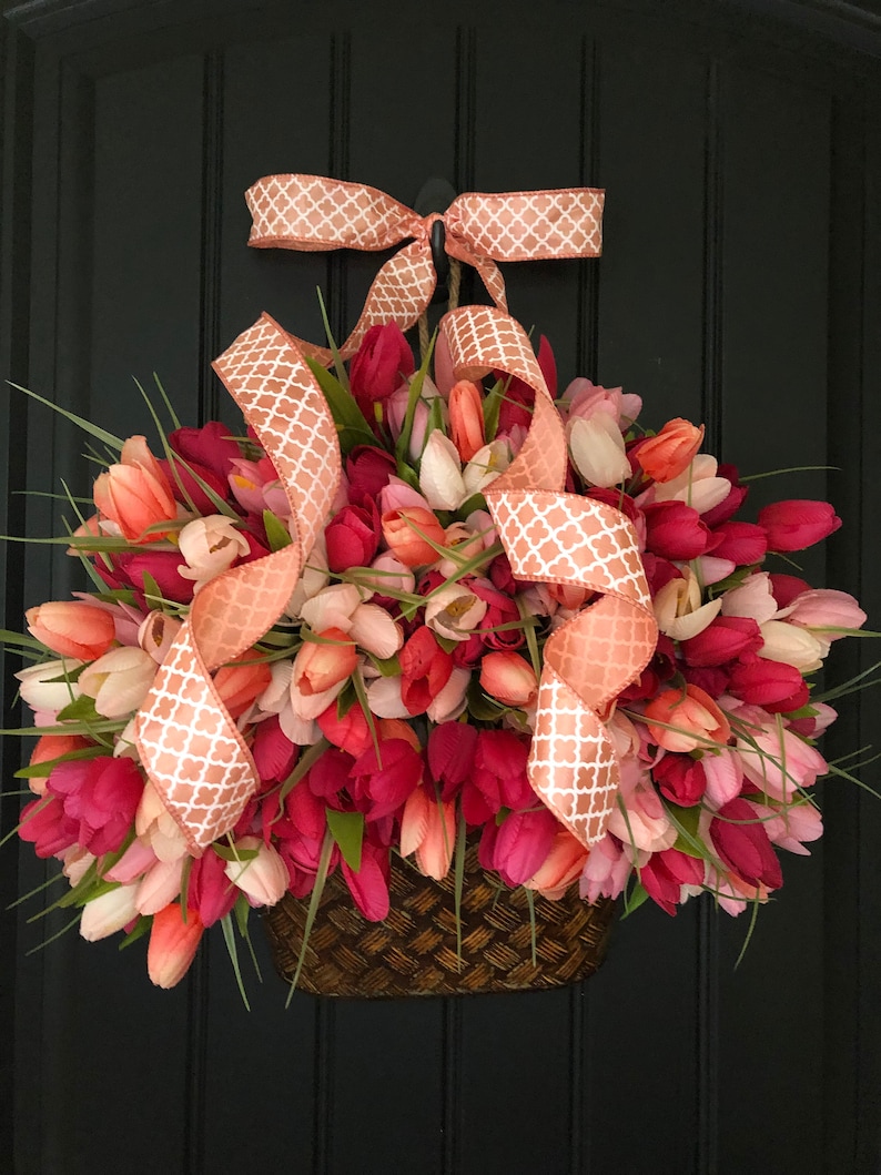 wreaths farmhouse tulip wreath,southern tulip wreath,housewarming gift handmade wreaths gift for her front door wreath Summer wreath