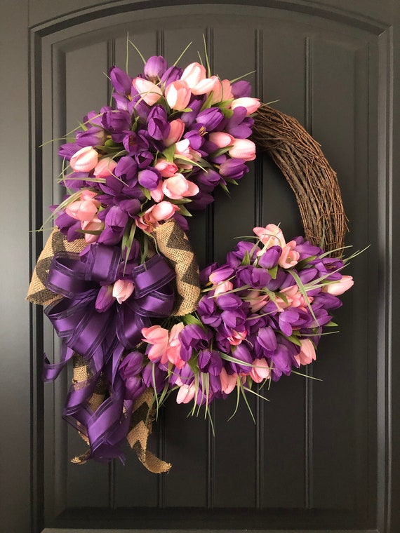 wreaths farmhouse tulip wreath,southern tulip wreath,housewarming gift handmade wreaths gift for her front door wreath Summer wreath