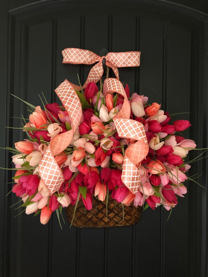 wreaths farmhouse tulip wreath,southern tulip wreath,housewarming gift handmade wreaths gift for her front door wreath Summer wreath