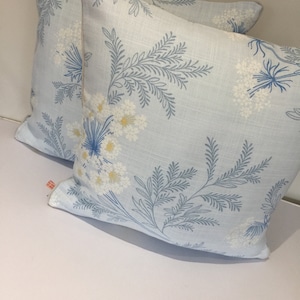 Square piped cushion/pillow cover -  Laura Ashley Sandford -  seafoam blue and yellow