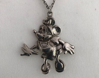 Vintage 1970's Mini Mouse Sterling Silver Pendant and Chain