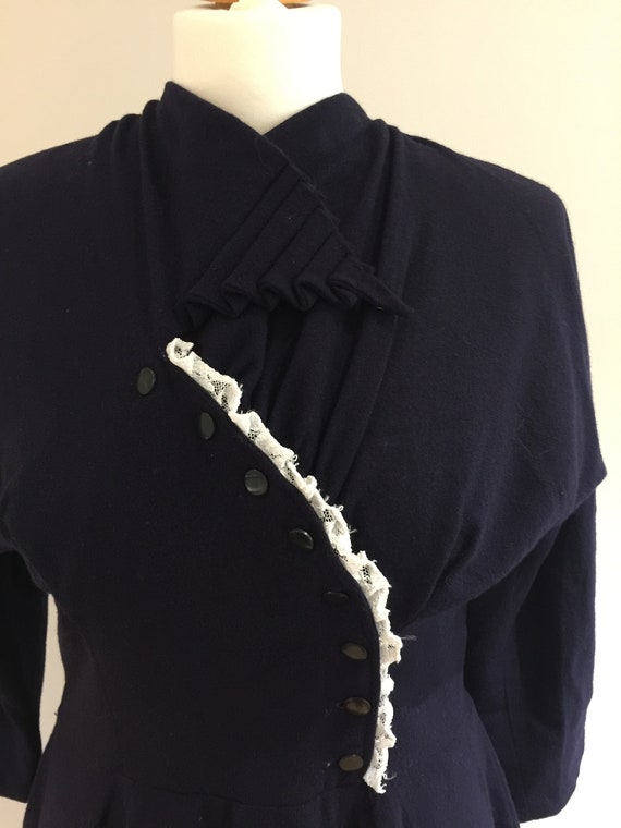 Original 1940s Dress - Navy Blue