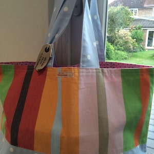 Market tote/beach bag in deck chair stripe Ikea fabric
