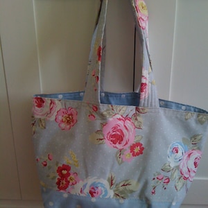 Market tote bag Clarke and Clarke Blue English Rose