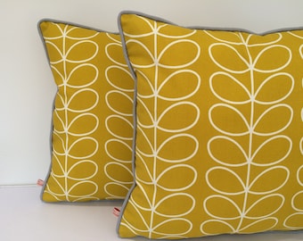 Square piped cushion/pillow cover - Mustard White and Grey - Retro - Mid Century